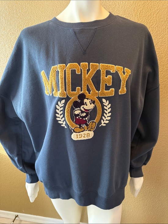 Disney Tops - Disney Navy Crewneck Sweatshirt with Chenille Mickey Patch